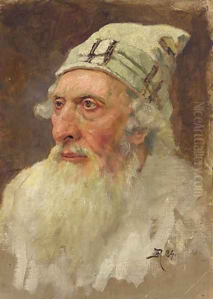 Portrait of an Old Jewish Man Oil Painting by Vasily Polenov