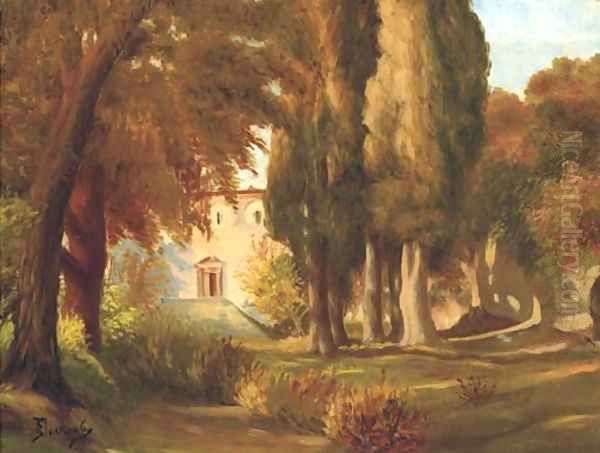 View of a garden Oil Painting by Vasily Polenov