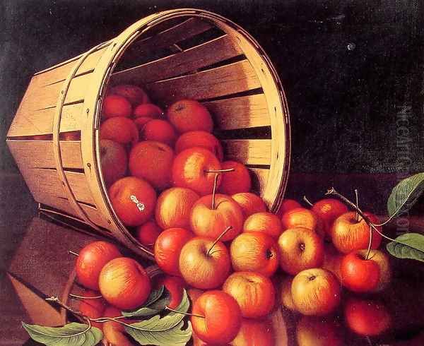 Apples tumbling from a basket Oil Painting by Levi Wells Prentice