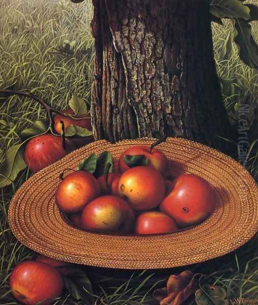 Apples, Hat, and Tree 1898 Oil Painting by Levi Wells Prentice