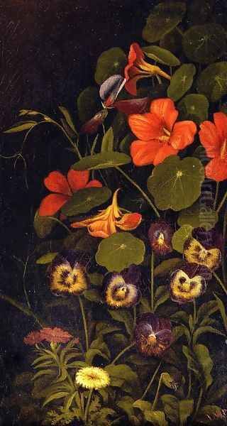 Pansies and Nasturtiums Oil Painting by Levi Wells Prentice