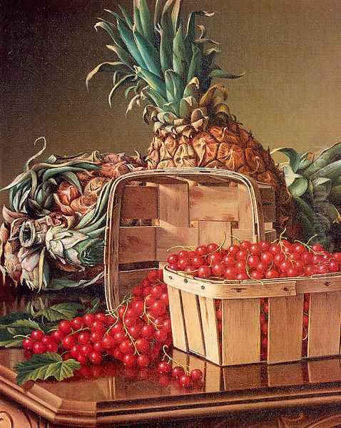 Still Life with Pineapple and Basket of Currants 1892 Oil Painting by Levi Wells Prentice