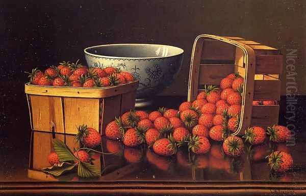 Strawberries with Porcelain Bowl Oil Painting by Levi Wells Prentice