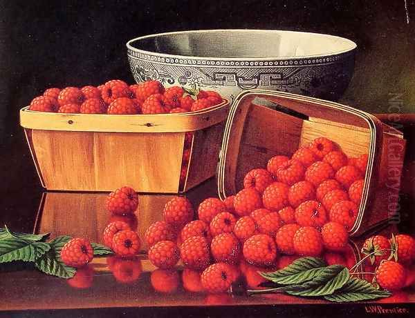 Baskets of Raspberries Oil Painting by Levi Wells Prentice