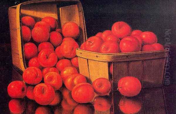 Baskets of Red Plums Oil Painting by Levi Wells Prentice