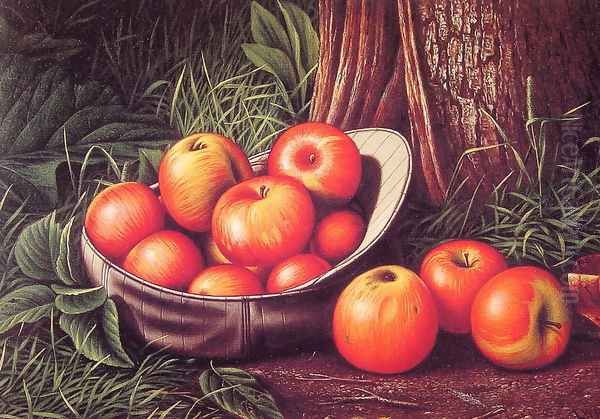 Still Life with Apples in a New York Giants Cap Oil Painting by Levi Wells Prentice