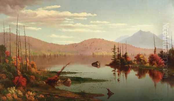 A Lake in the Mountains Oil Painting by Levi Wells Prentice