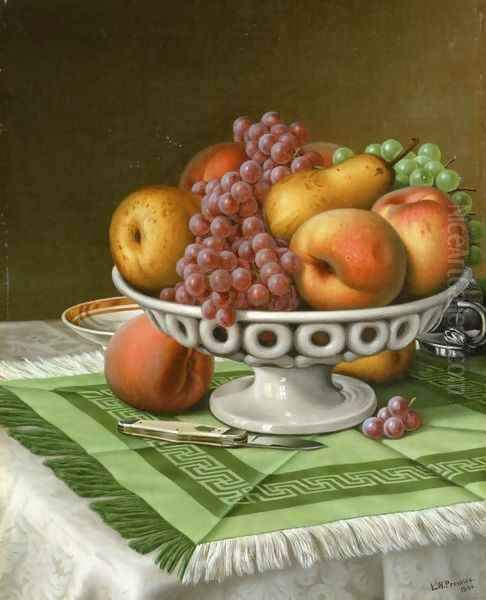 Still Life with Fruit and Pocket Knife Oil Painting by Levi Wells Prentice