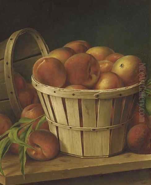 Basket of Peaches Oil Painting by Levi Wells Prentice