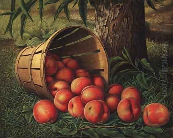 Basket of Peaches 2 Oil Painting by Levi Wells Prentice