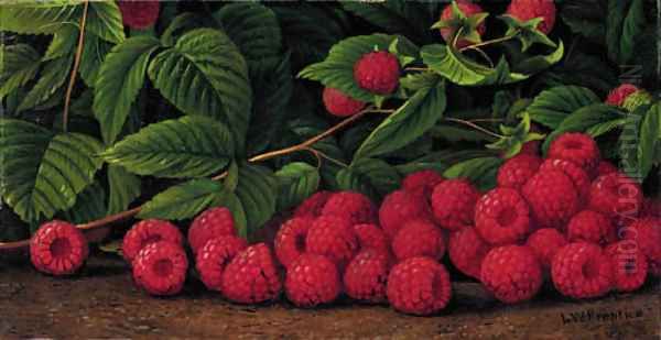 Raspberries Oil Painting by Levi Wells Prentice