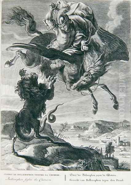 Bellerophon fights the Chimera Oil Painting by Bernard Picart