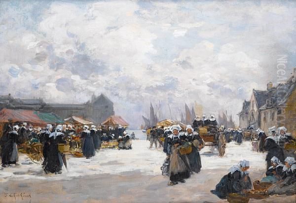 Le Marche Et Le Quai, Concarneau Oil Painting by Fernand Marie Eugene Legout-Gerard