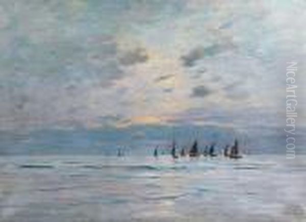 Voiliers Sur La Mer Sur Oil Painting by Fernand Marie Eugene Legout-Gerard