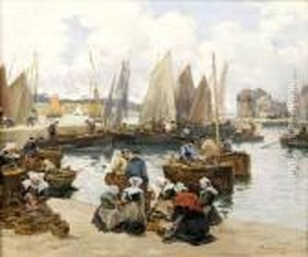 Voiliers Au Port, Concarneau Oil Painting by Fernand Marie Eugene Legout-Gerard