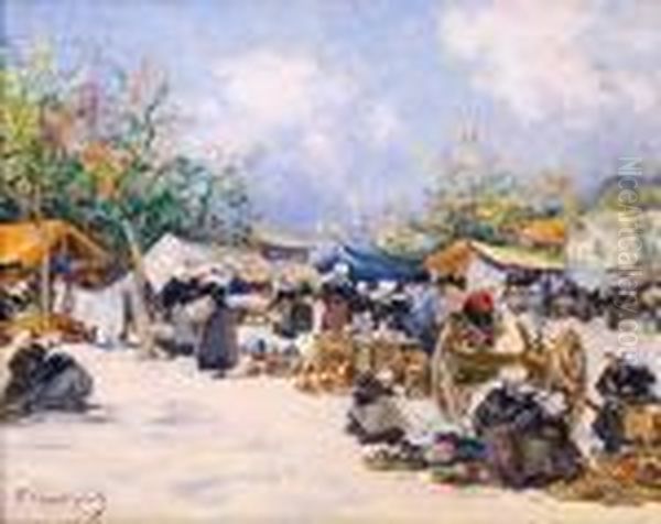 Bretagne, Le Marche Aux Poteries Oil Painting by Fernand Marie Eugene Legout-Gerard