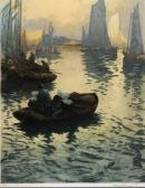 Bretonnes En Barque Oil Painting by Fernand Marie Eugene Legout-Gerard