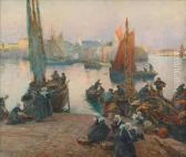 Sorting The Catch Oil Painting by Fernand Marie Eugene Legout-Gerard