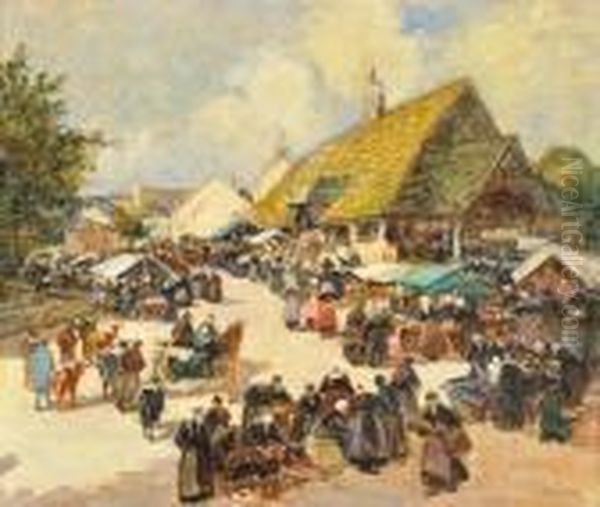 Scene De Marche En Bretagne Oil Painting by Fernand Marie Eugene Legout-Gerard