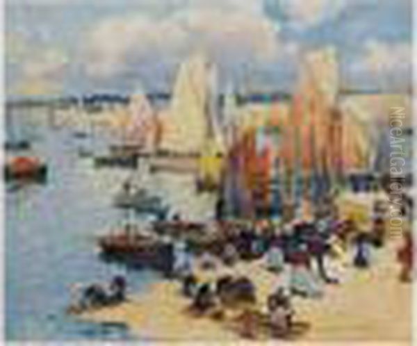 Retour De Peche En Bretagne Oil Painting by Fernand Marie Eugene Legout-Gerard