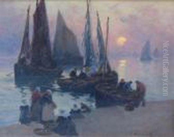 Port Breton Oil Painting by Fernand Marie Eugene Legout-Gerard