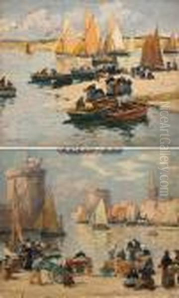 Fra Stranden I Bretagne Oil Painting by Fernand Marie Eugene Legout-Gerard