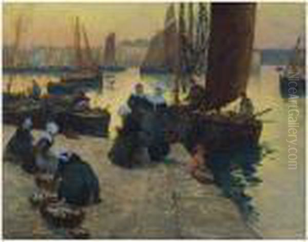 Le Port De Concerneau Oil Painting by Fernand Marie Eugene Legout-Gerard