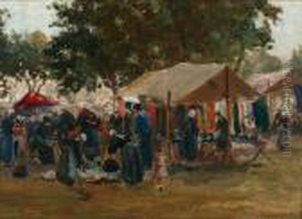 Bretons Marktje Oil Painting by Fernand Marie Eugene Legout-Gerard