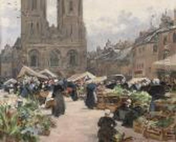 Marcha Pras D'eglise De Notre-dame, Saint La' Oil Painting by Fernand Marie Eugene Legout-Gerard