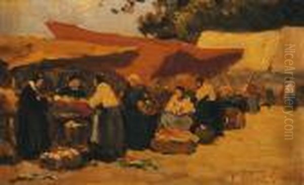 Le Marche Oil Painting by Fernand Marie Eugene Legout-Gerard