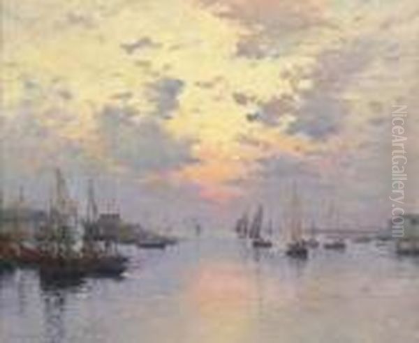 Le Port De Concarneau, Coucher De Soleil Oil Painting by Fernand Marie Eugene Legout-Gerard