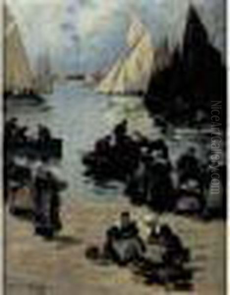 Quai Anime En Bretagne Oil Painting by Fernand Marie Eugene Legout-Gerard