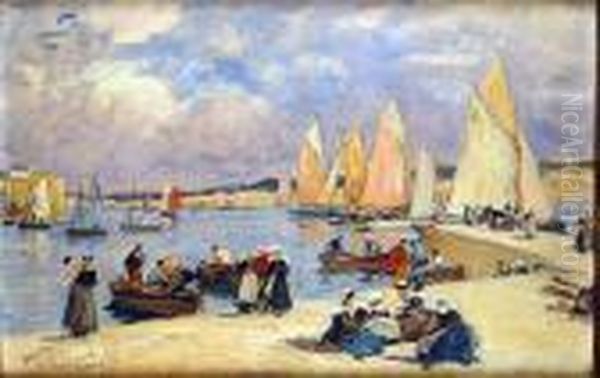 Vue De Concarneau Oil Painting by Fernand Marie Eugene Legout-Gerard