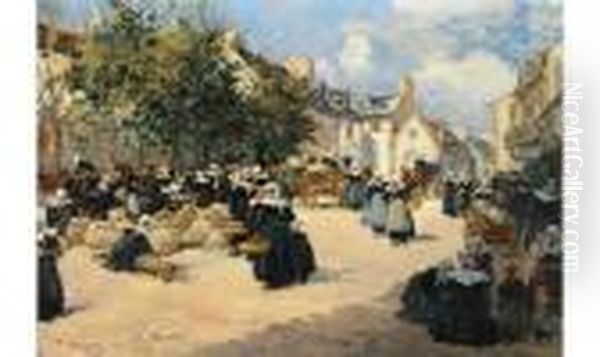 Bretonnes Au Marche Oil Painting by Fernand Marie Eugene Legout-Gerard