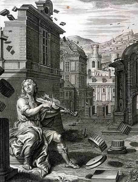 Amphion Builds the Walls of Thebes by the Music of his Lyre, 1731 Oil Painting by Bernard Picart