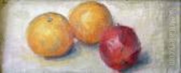 Deux Oranges, Une Pomme Oil Painting by Raphael-Leon Leguilloux