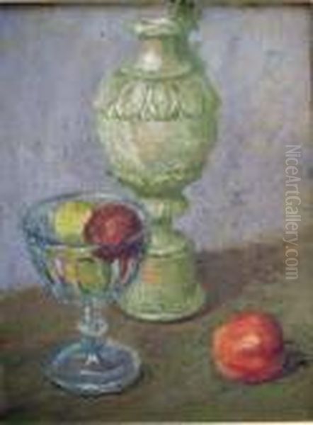 Drageoir, Fruits Et Cruche Oil Painting by Raphael-Leon Leguilloux