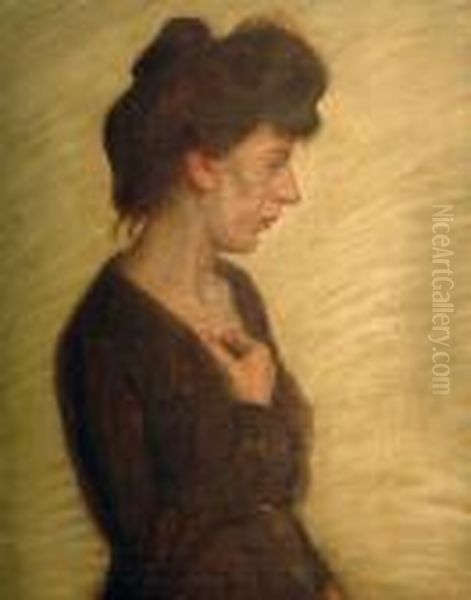 Portrait De Femme Oil Painting by Raphael-Leon Leguilloux