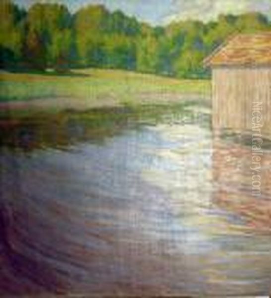 La Cabane Du Lac Oil Painting by Raphael-Leon Leguilloux