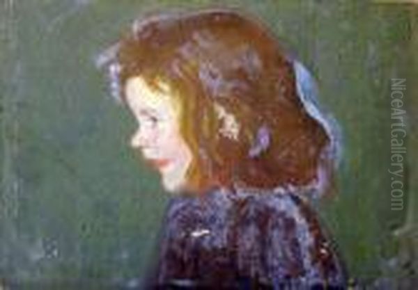 Portrait De Petite Fille Oil Painting by Raphael-Leon Leguilloux