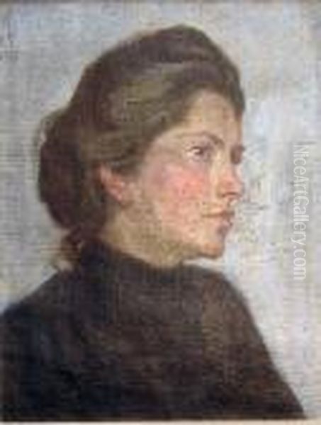 Portrait De Femme Oil Painting by Raphael-Leon Leguilloux