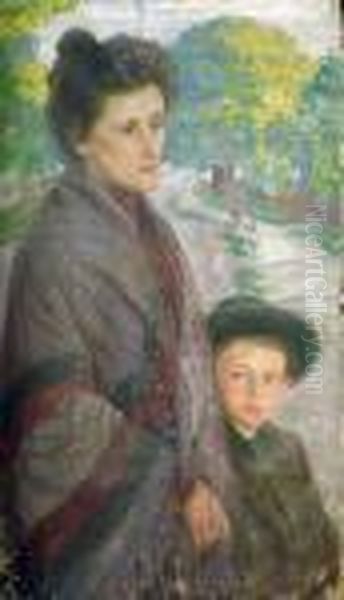 Mere Et Son Enfant Oil Painting by Raphael-Leon Leguilloux