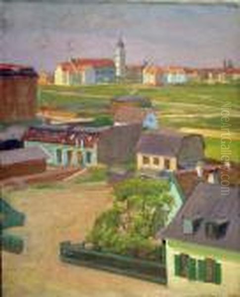 Le Village Oil Painting by Raphael-Leon Leguilloux