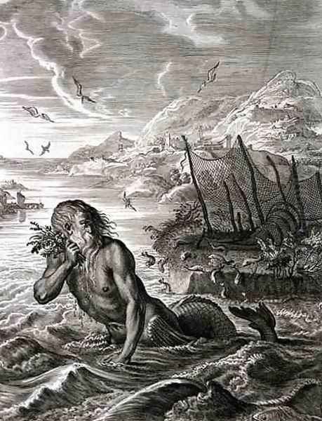 Glaucus Turned into a Sea-God, 1731 Oil Painting by Bernard Picart