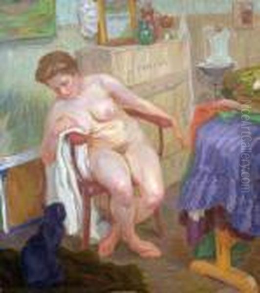 Dans L'atelier Oil Painting by Raphael-Leon Leguilloux