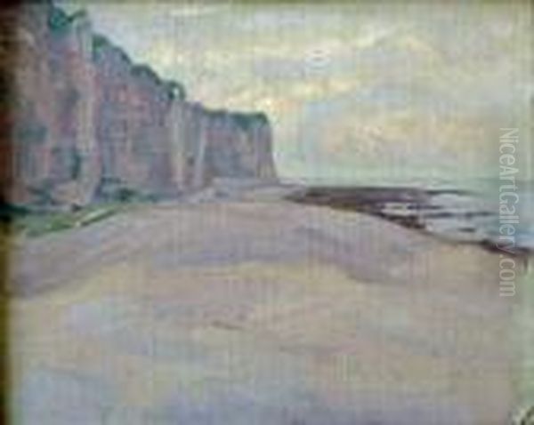 Falaise A Etretat Oil Painting by Raphael-Leon Leguilloux