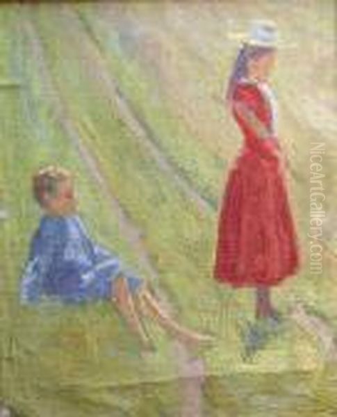 Les Enfants Dans Les Champs Oil Painting by Raphael-Leon Leguilloux