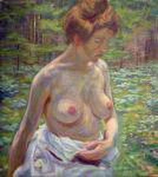 Nu De Femme Dans Les Bois Oil Painting by Raphael-Leon Leguilloux