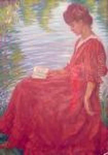 La Lecture Au Bord Du Lac Oil Painting by Raphael-Leon Leguilloux