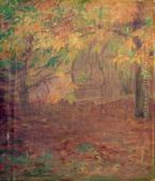 Le Banc En Automne Oil Painting by Raphael-Leon Leguilloux